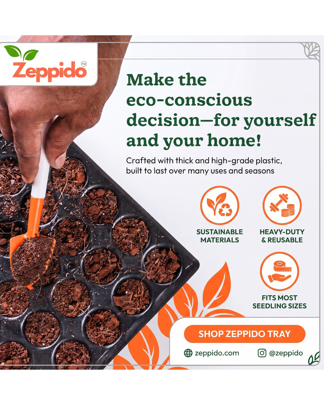 Reusable Seedling Tray - Pack of 3 (Black, 104 Holes/Tray) | Durable Plastic Germination Trays with Drainage Holes | Ideal for Seed Starting, Greenhouse, and Indoor Gardening