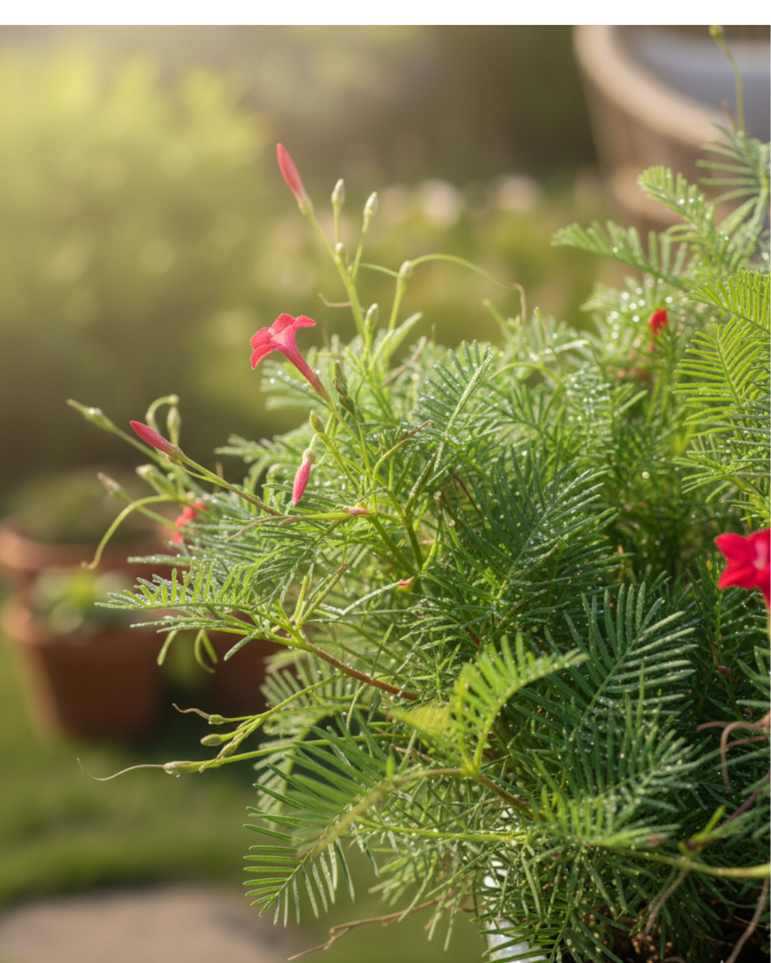 Cypress Vine Live Plant | Fast Growing Flowering Creeper | Star-Shaped Red/Pink/White Blooms | Ideal for Fences, Balcony, Trellis & Vertical Garden