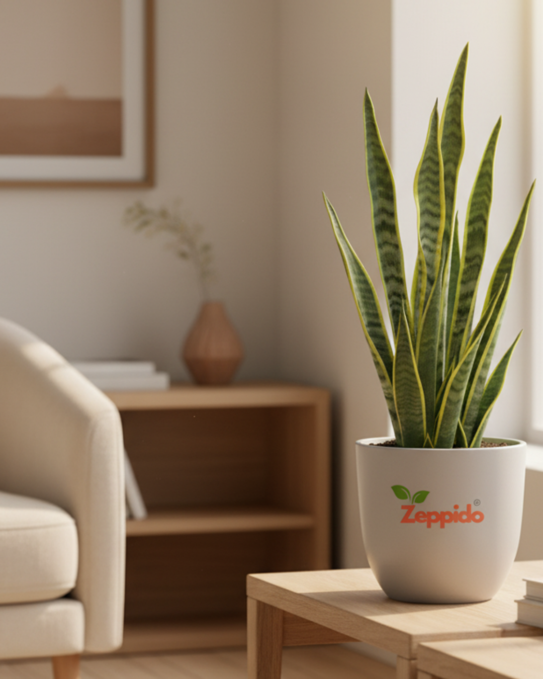 Snake Plant Live | Air Purifying Indoor Plant | Low Maintenance Succulent for Home & Office Décor | Perfect Oxygen Booster | With Pot – Easy Growing Houseplant