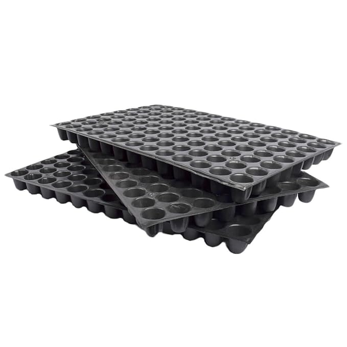 Reusable Seedling Tray - Pack of 3 (Black, 104 Holes/Tray) | Durable Plastic Germination Trays with Drainage Holes | Ideal for Seed Starting, Greenhouse, and Indoor Gardening
