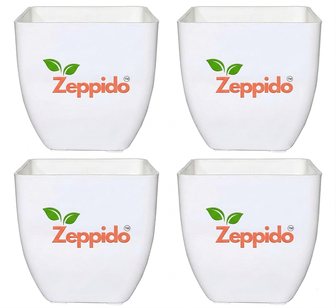 Pearl Plant Containers Set | 5 Inches | Set of 4 | White | Flower Pots | Planters for Balcony Garden | Gardening Pots | Gamla for Home Garden | Plant Pot for Terrace Garden