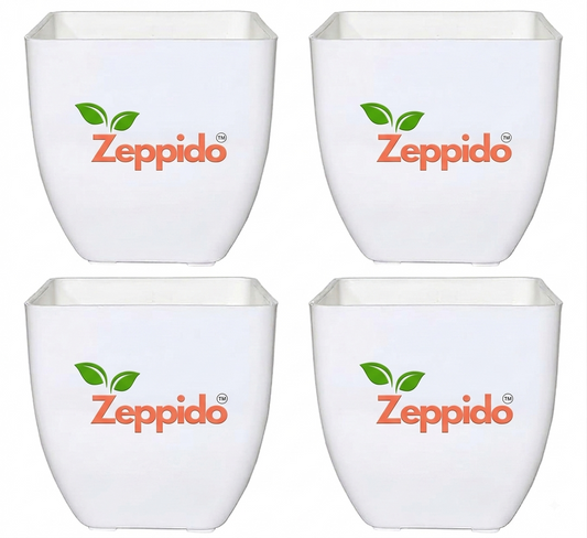 Pearl Plant Containers Set | 5 Inches | Set of 4 | White | Flower Pots | Planters for Balcony Garden | Gardening Pots | Gamla for Home Garden | Plant Pot for Terrace Garden